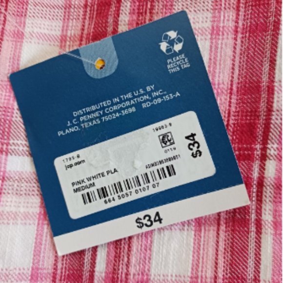 Arizona Jean Co. Womens Crop Top Size Medium Pink White Plaid - Picture 5 of 6